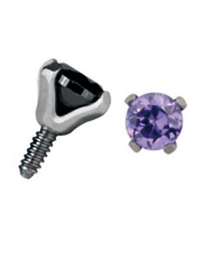 Rund Lilla Sten Strl 3 mm Dermal Anchor Kule med 1,2 mm gjenger