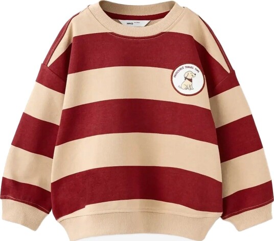 Mango Striped Sweatshirt With Embroidered Patch   MEDIUM BROWN   18 24M
