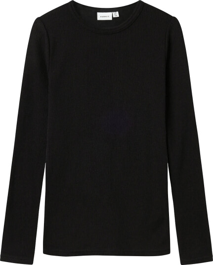 Name It Nknwax Wool Rib Ls Top Black 110
