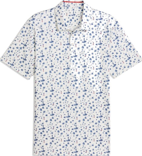 Puma Mattr Lighthouse Polo Golf pologenser herre Warm White Deep Navy Candy Apple Small