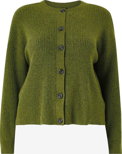Zizzi Kardigan cAvista L/S Rib Grønn
