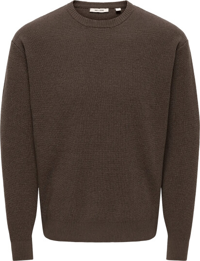 ONLY & SONS Onsrodger Rlx Crew Neck Knit Brown XS