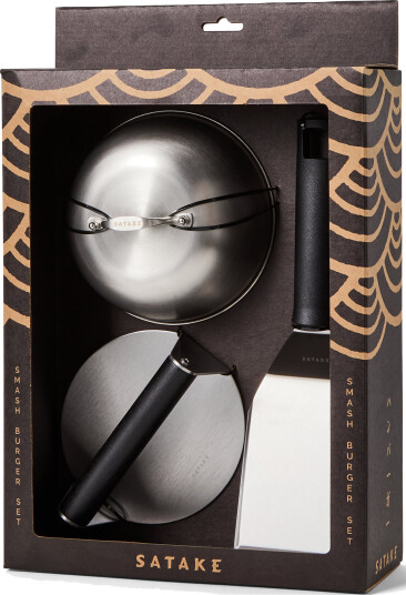 Satake Smash Burger Set Stainless Steel, Black Handle - Brown - H 40CM