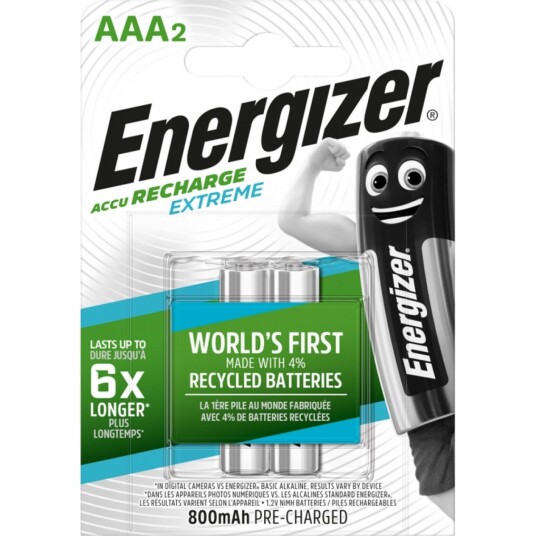 Energizer Recharge Extreme Eco 800mAh Oppladbare AAA Batterier 2-pakk