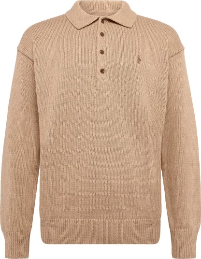 Polo Ralph Lauren Relaxed Fit Cable Cotton Polo Sweater   CAMEL MELANGE   XXL