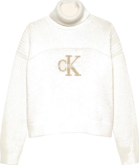Calvin Klein Genser Strikk Monologo Rollneck Ivory Calvin Klein 10 år 140 Genser Hvit