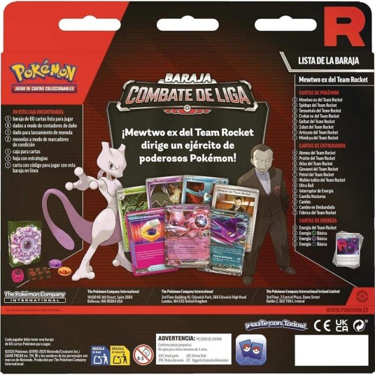 Latinamerikanske Pokémon Rockets Mewtwo Ex League Battle Deck Blisterpakke med samlekort Latinamerikanske Pokémon Rockets Mewtwo Ex League Battle Deck Blisterpakke med samlekort