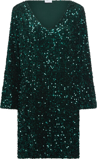 Vila Vifaith V-Neck L/S Sequin Dress/Vol - Green - XS Vila Vifaith V-Neck L/S Sequin Dress/Vol - Green - XS