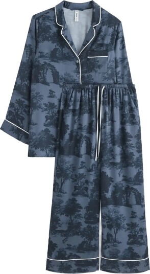 Lindex Pyjama Set In Satin DARK NAVY M