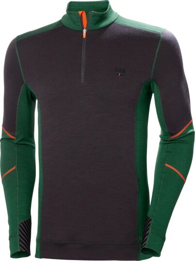 Helly Hansen Workwear Men"s Halfzip Shirt Lifa Merino Green/Ebony XXXL