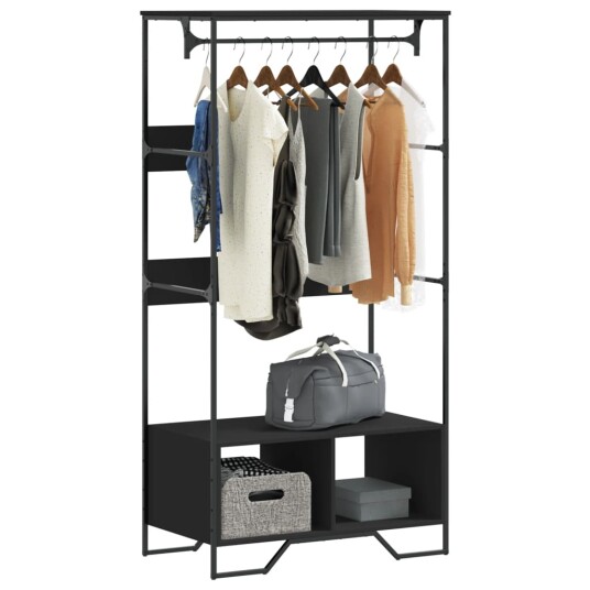 Garderobe svart 90x50x180 cm konstruert tre 8721102812378 Garderobe svart 90x50x180 cm konstruert tre 8721102812378