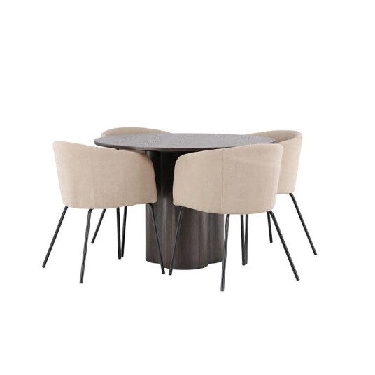 Spisegruppe Venture Home Olivia Ø 110 cm med 4 Berit Stoler