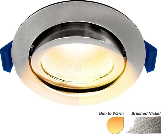 EcoDim ED-10024 LED-downlight Ø75 mm dim to warm børstet nikkel