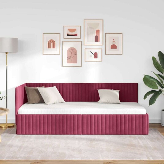 Hjørnesengramme med hodegjerde Vinrød 80 cm x 200 cm Fløyel