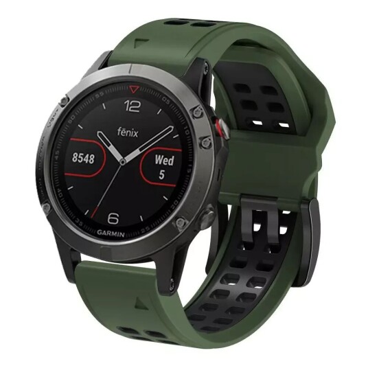 INCOVER Garmin Universal Silikonstropp med Doble Dull (26mm) - Militærgrønn / Svart