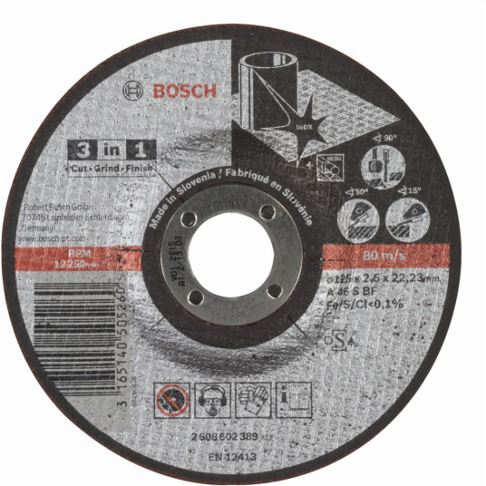 BOSCH KAPPESKIVE 125X2.5X22.23MM 3-IN-1