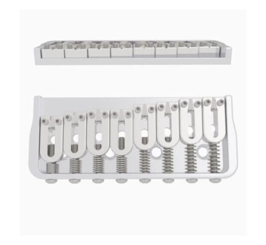 Hipshot Fixed Guitar Bridge For 8-String, .125" / 3.2 Mm - Chrome
