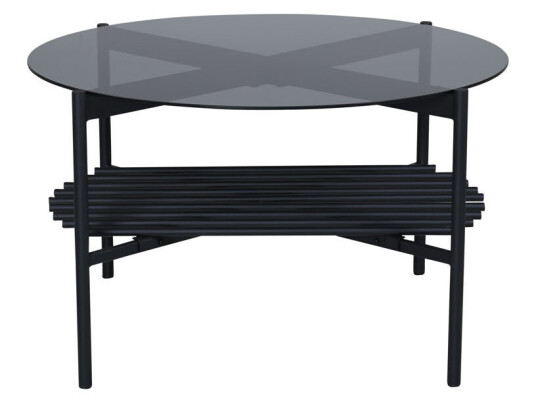 Venture Home VonStaf sofabord med hylle Ø80 cm glass svart. 1666915-04-0 1666917-02-0