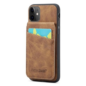 iPhone 11 Fierre Shann Belagt Hybrid-deksel med Kortluke og Stativ Brun