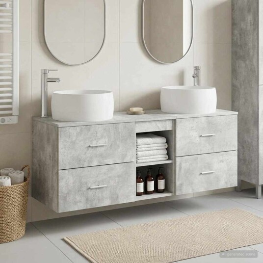 vidaXL Baderomsinnredningssett 3 stk. Betonggrå 49,5 x 44,5 x 66 cm vidaXL Baderomsinnredningssett 3 stk. Betonggrå 49,5 x 44,5 x 66 cm