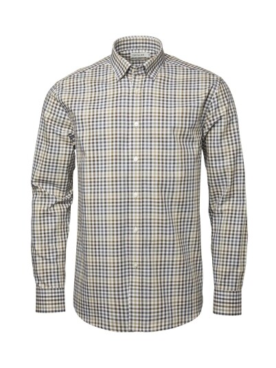 Chevalier Belmont Regular Fit Shirt Men Leather Brown Checked S