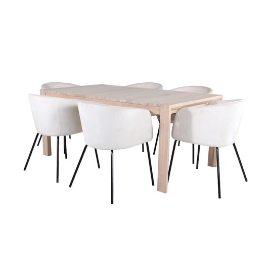 Venture Home Spisegruppe Venture Home Shy med 6 Bergen Stoler Fløyel GR22029