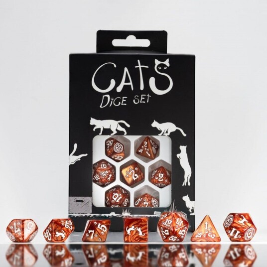 Cats Muffin Poly Caramel /White (7) Terningsett - Rollespill fra Outland Cats Muffin Poly Caramel /White (7) Terningsett - Rollespill fra Outland