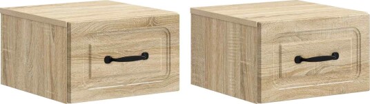  Vegghengt Nattbord med skuff 2 pcs Sonoma eik 34,5 x 33 x 20 cm