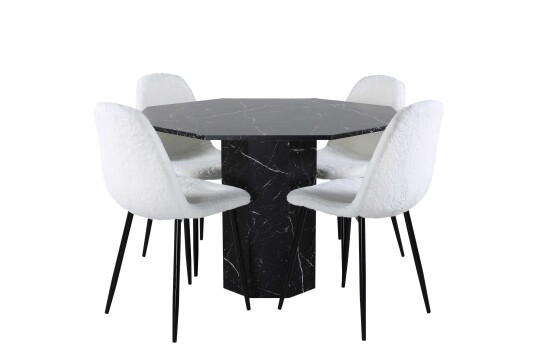 Venture Design Marbs & Polar spisegruppe Hvit/svart 4 stoler & bord 110 cm