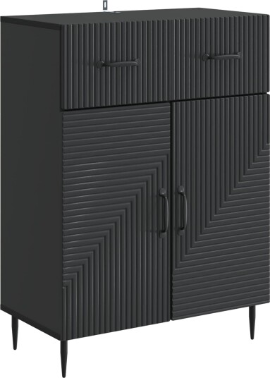 Serviesskap med skuff Svart 66 x 34,5 x 89,5 cm Konstruert tre Serviesskap med skuff Svart 66 x 34,5 x 89,5 cm Konstruert tre