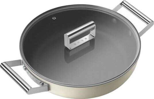 SMEG Traktørpanne 28 cm keramisk krem