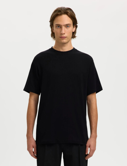 Selected Slhspencer Rib Ss O Neck Tee Noos   Black   XL