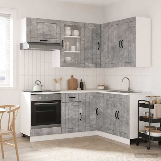 vidaXL Kjøkken enhet LUCCA 8 pcs Betonggrå Konstruert tre