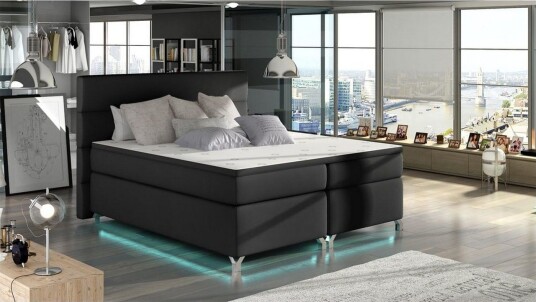 Boxspring Eltap Amadeo med LED Soft 11 Svart 180x200 cm