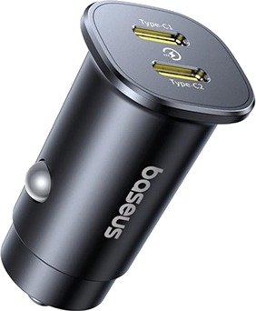 Baseus GoTrip 30W Dobbel USB-C Bil-lader Svart