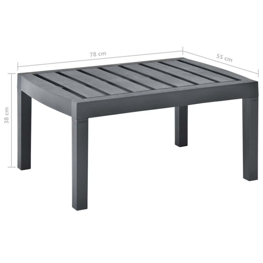 vidaXL Hagebord antrasitt 78x55x38 cm plast