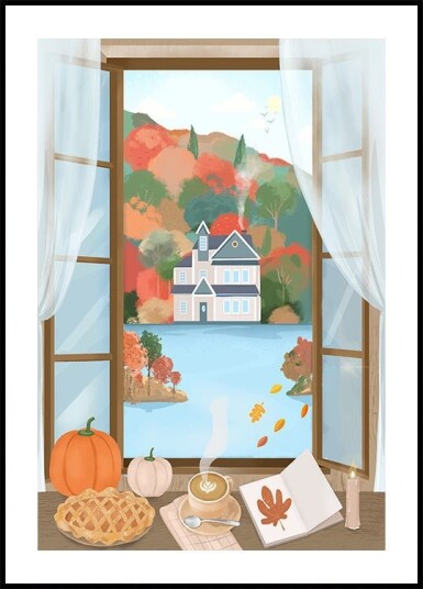Autumn Cottage Plakat Plakat / 40x50cm