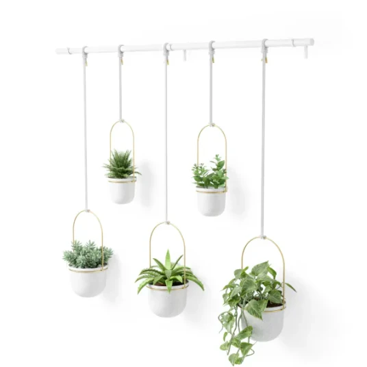 Umbra Triflora hengende blomsterpotter 5 stk hvit messing