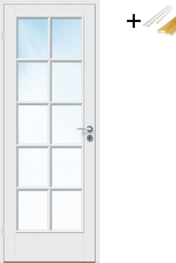 Innerdør Bygg1 Kari HW Hvit Klarglass med Karmsett Innerdør Bygg1 Kari HW Hvit Klarglass med Karmsett