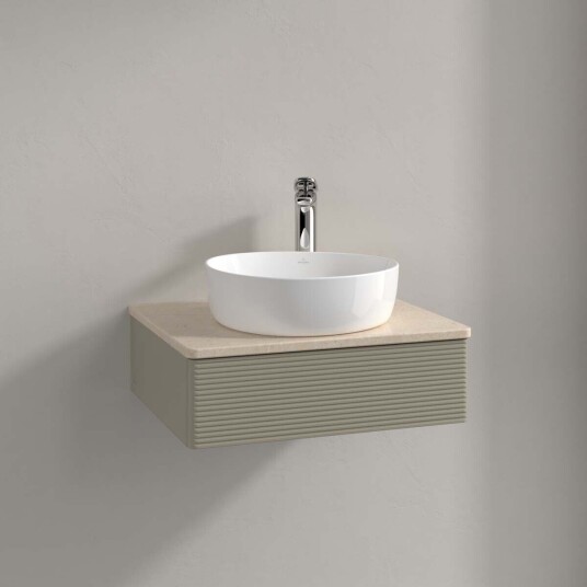 Villeroy & Boch Antao Servantskap med 1 skuff 60x50x19 cm m/lys Steingrå/Crème Villeroy & Boch Antao Servantskap med 1 skuff 60x50x19 cm m/lys Steingrå/Crème
