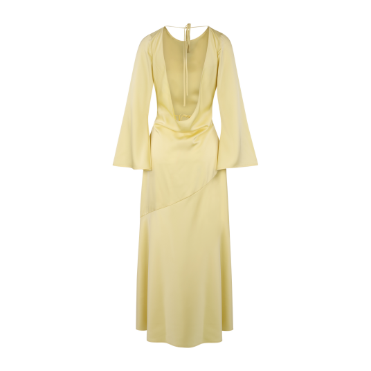 Sanne Dress Light Yellow XL Satin dress with open back Sanne Dress Light Yellow XL Satin dress with open back