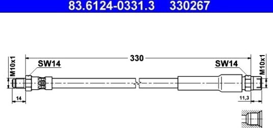 ATE 83.6124 0331.3 Bremseslange