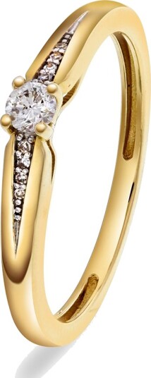 Pan Jewelry, Ring i 585 gult gull med diamanter 0,13 ct, størrelse 56