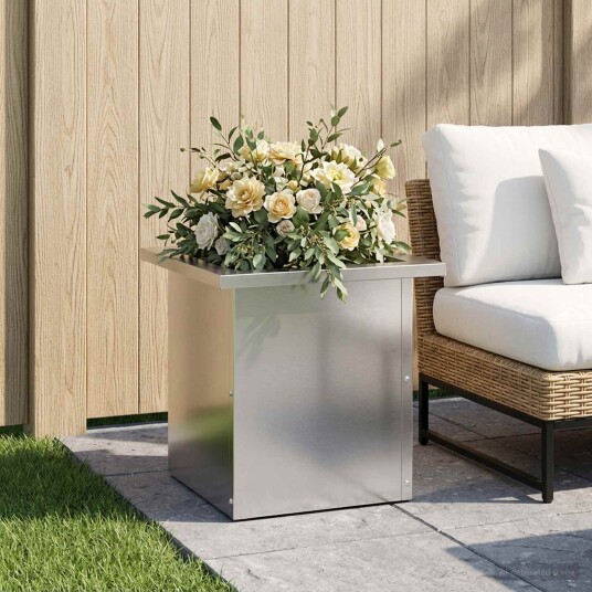 vidaXL Hageplantekasse med LED Sølv 30 x 30 x 30 cm Galvanisert stål