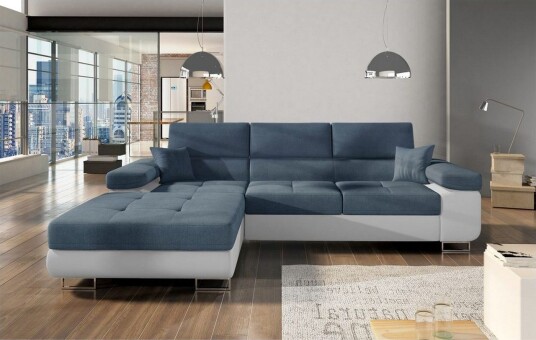 Seksjon Eltap Armando 289x85x203 cm   Omega 86 Myk 17 Blå Hvit Venstre