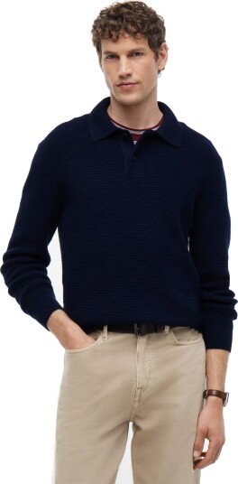 Tommy Hilfiger Waffle Structure Rugby Navy XXL