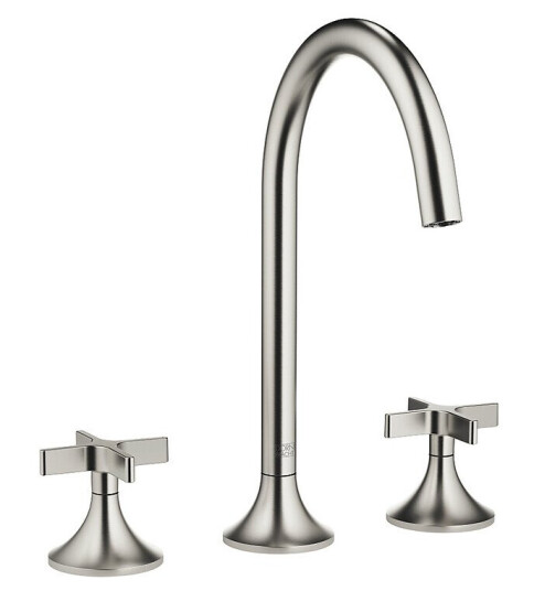 Dornbracht VAIA 3-hulls Servanbatteri Med bunnventil, Matt Platina Dornbracht VAIA 3-hulls Servanbatteri Med bunnventil, Matt Platina