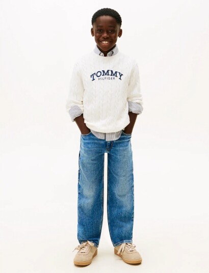 Tommy Hilfiger Graphic Cable Cn Sweater White 128