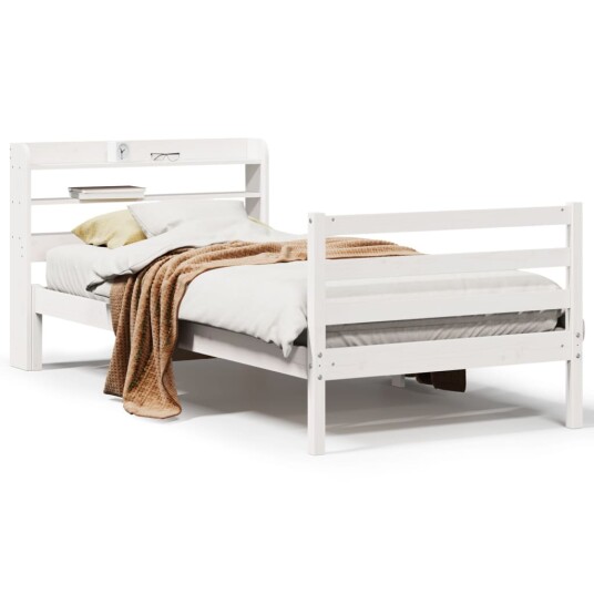 Sengeramme med hodegavl hvit 100x200 cm heltre furu 3306642