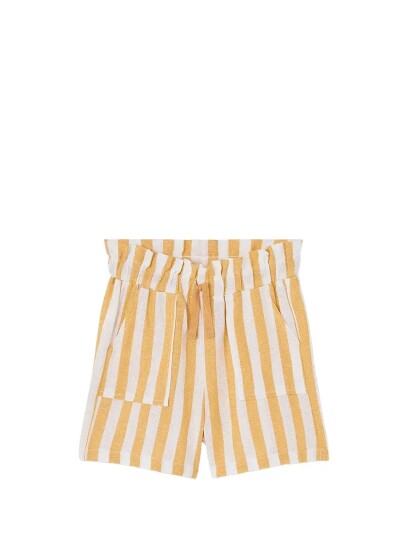 Boboli Linen Bermuda Shorts Striped For Girl Yellow 128